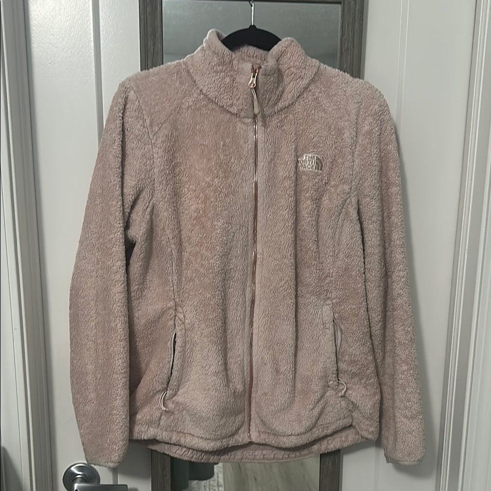 The North Face light Pink Teddy Jacket Cozy Fleece High Collar size large